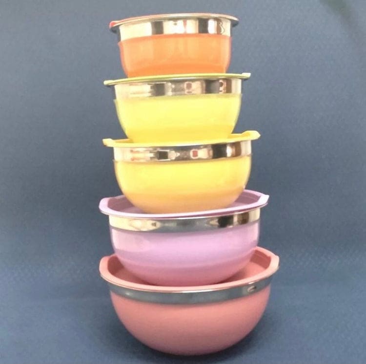 Set Of 5 Colorful Stainless Steel Bowl With Lids, Salad Mixing Bowl Set, Food Cooking Bowl Set, Stackable Nesting Mixing Bowls with Airtight Lids, Kitchen Washing Storage Container, Steel Lunch Box Set Of 5 Colorful Stainless Steel Bowl With Lids, Salad Mixing Bowl Set, Food Cooking Bowl Set, Stackable Nesting Mixing Bowls with Airtight Lids, Kitchen Washing Storage Container, Steel Lunch Box